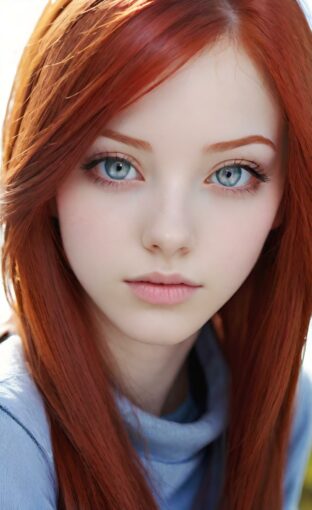 AI girl with red hair wallpaper