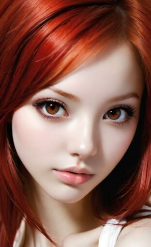 AI girl with red hair wallpaper