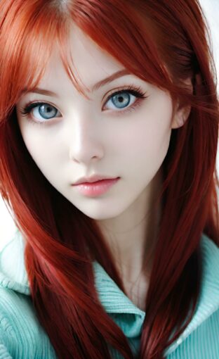 AI girl with red hair wallpaper