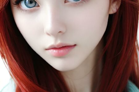 AI girl with red hair wallpaper