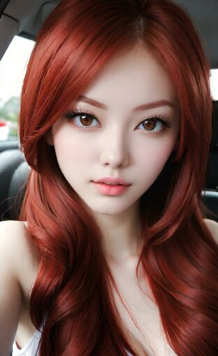 AI girl with red hair wallpaper