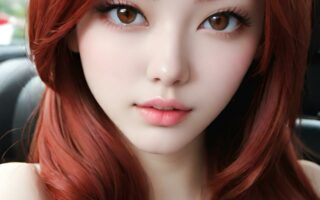 AI girl with red hair wallpaper