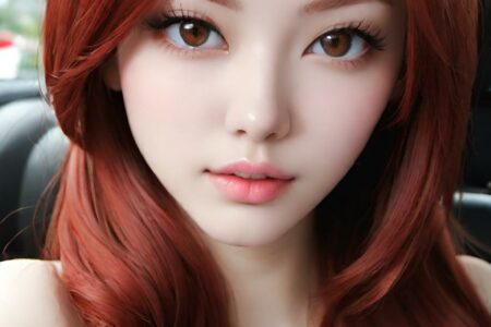 AI girl with red hair wallpaper