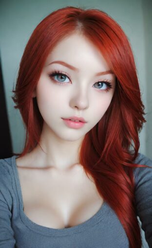 AI girl with red hair wallpaper