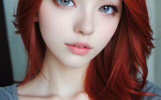 AI girl with red hair wallpaper