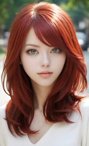 AI girl with red hair wallpaper