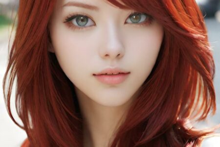 AI girl with red hair wallpaper