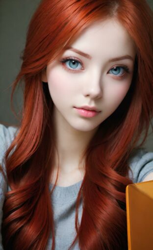 AI girl with red hair wallpaper