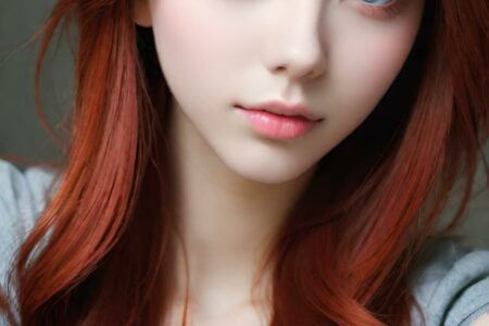 AI girl with red hair wallpaper