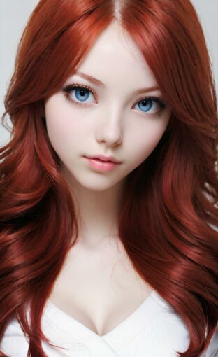 AI girl with red hair wallpaper