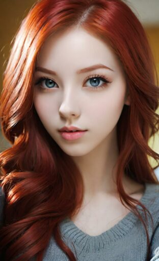 AI girl with red hair wallpaper