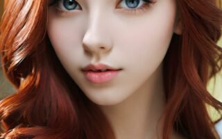 AI girl with red hair wallpaper