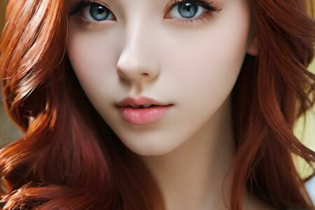 AI girl with red hair wallpaper