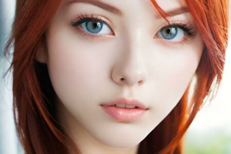 AI girl with red hair wallpaper
