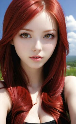 AI girl with red hair wallpaper