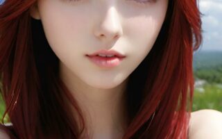 AI girl with red hair wallpaper
