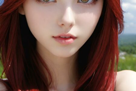 AI girl with red hair wallpaper