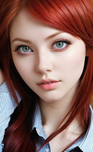 AI girl with red hair wallpaper