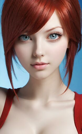 AI girl with red hair wallpaper