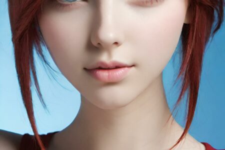 AI girl with red hair wallpaper