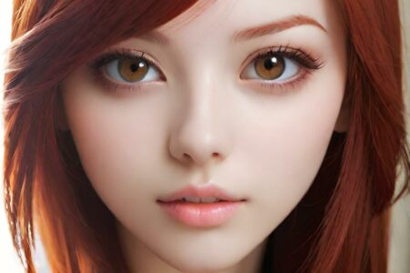 AI girl with red hair wallpaper