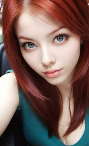 AI girl with red hair wallpaper