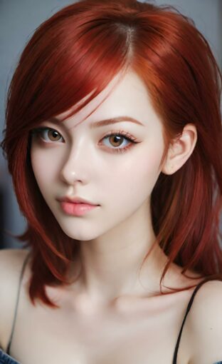 AI girl with red hair wallpaper