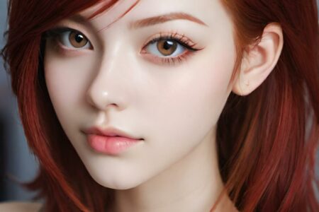 AI girl with red hair wallpaper