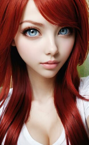 AI girl with red hair wallpaper