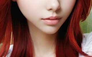 AI girl with red hair wallpaper