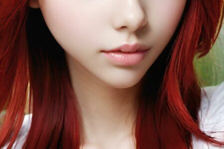 AI girl with red hair wallpaper