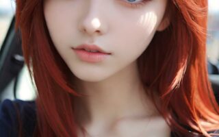 AI girl with red hair wallpaper