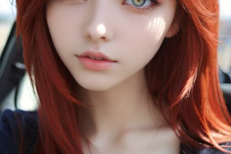 AI girl with red hair wallpaper