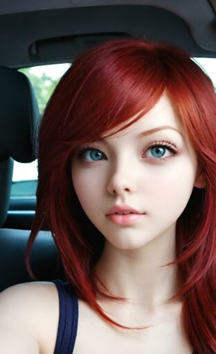 AI girl with red hair wallpaper