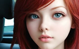 AI girl with red hair wallpaper