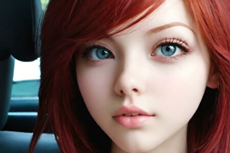 AI girl with red hair wallpaper