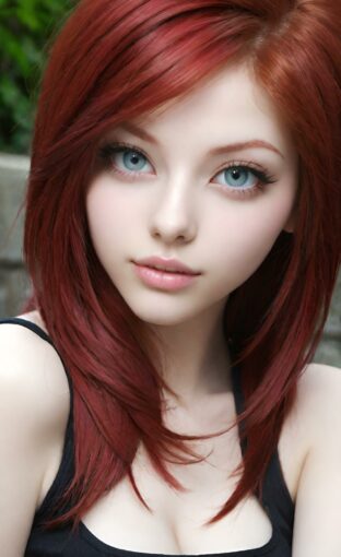 AI girl with red hair wallpaper