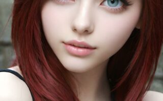 AI girl with red hair wallpaper