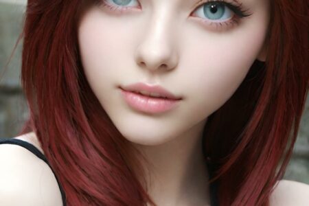AI girl with red hair wallpaper