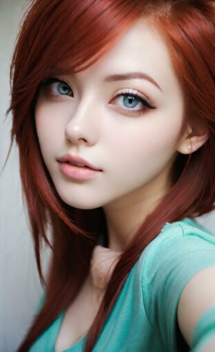 AI girl with red hair wallpaper