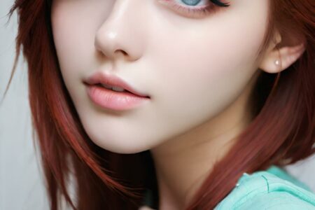 AI girl with red hair wallpaper