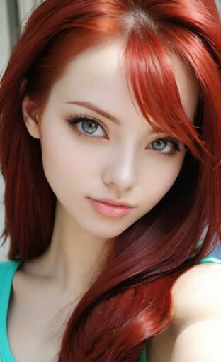 AI girl with red hair wallpaper