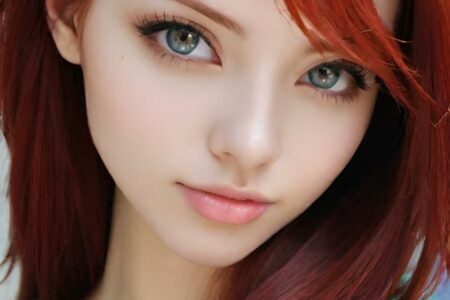 AI girl with red hair wallpaper