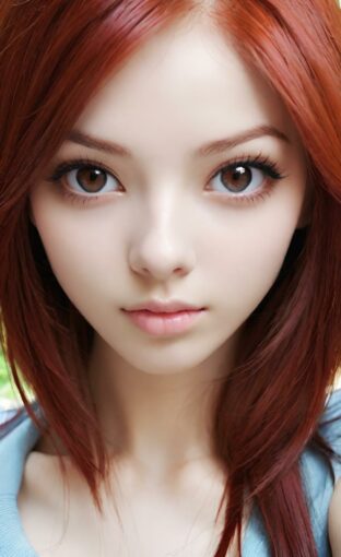 AI girl with red hair wallpaper