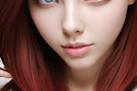 AI girl with red hair wallpaper