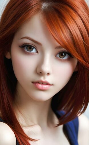 AI girl with red hair wallpaper
