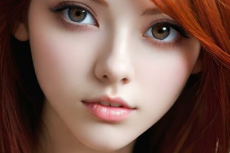 AI girl with red hair wallpaper
