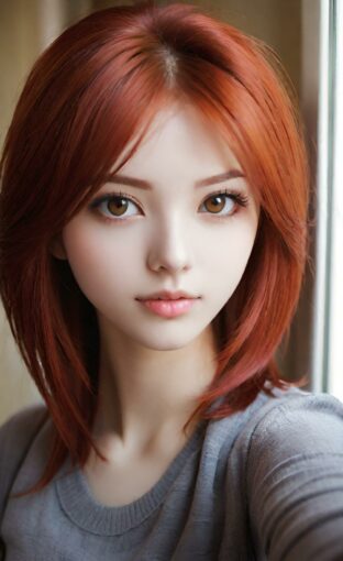 AI girl with red hair wallpaper