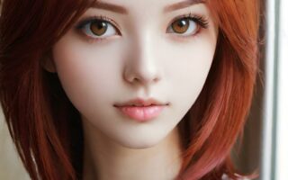 AI girl with red hair wallpaper