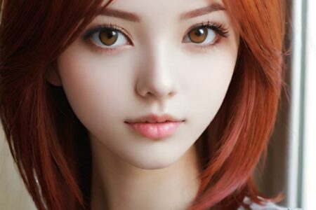 AI girl with red hair wallpaper